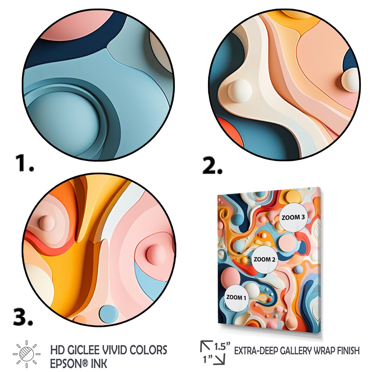 Designart "Colorful Tidal Swirls Art II" Abstract Wall Art Print Multi - Modern Wall Art Décor For Bedroom