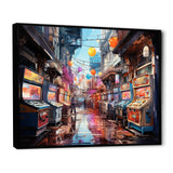 Designart "Colorful Video Game Arcade Dreams" Video Games Framed Wall Art Living Room