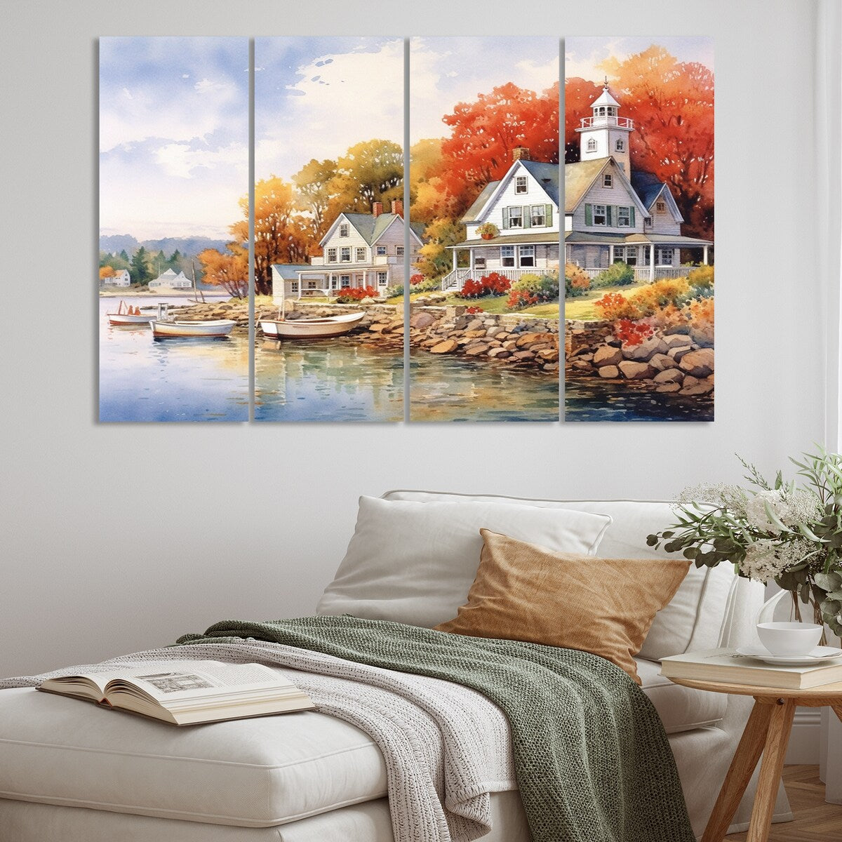 Designart "Connecticut'S Lake Village Charm I" Connecticut Metal Art Print Set