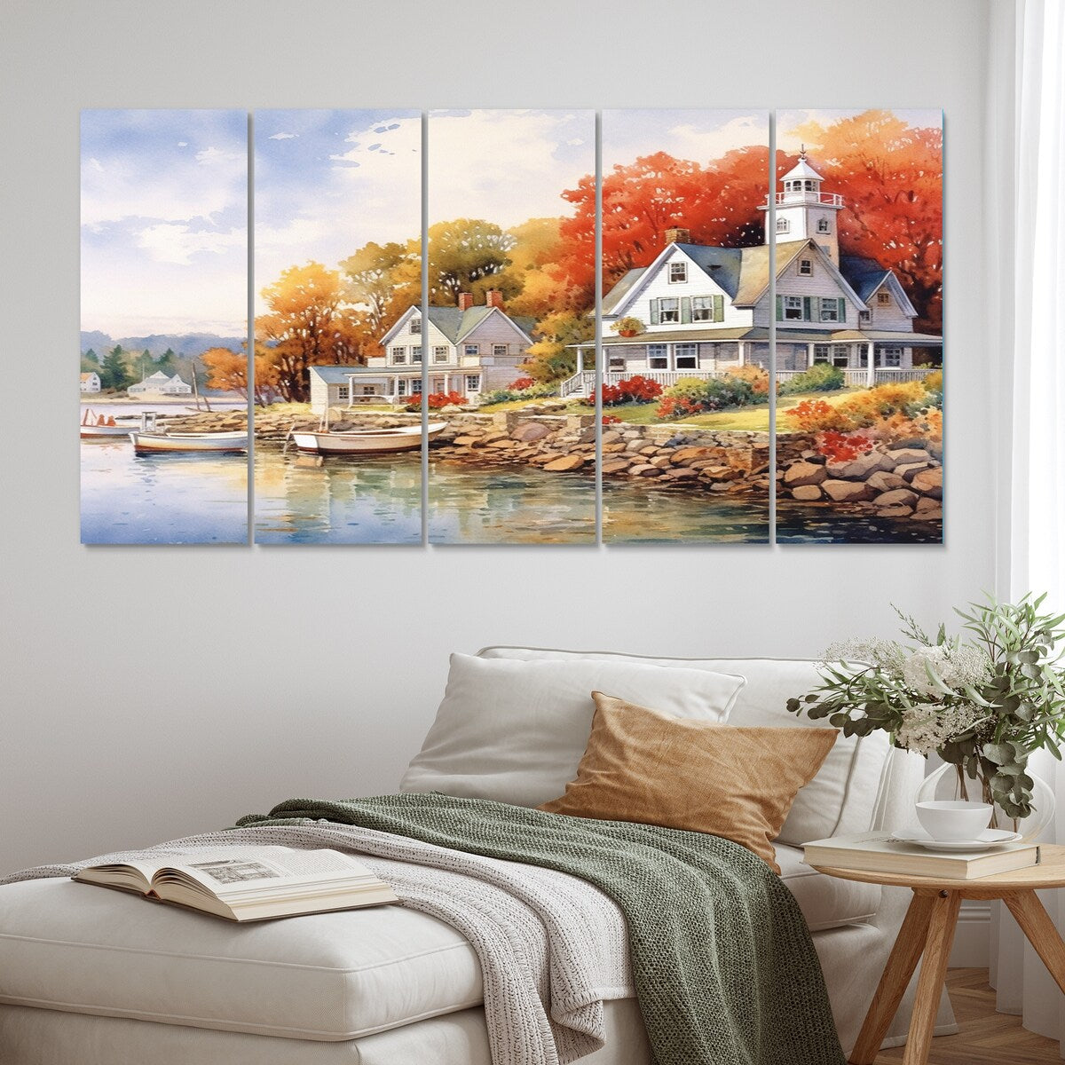 Designart "Connecticut'S Lake Village Charm I" Connecticut Metal Art Print Set