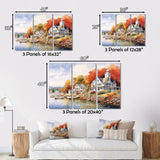 Designart "Connecticut'S Lake Village Charm I" Connecticut Metal Art Print Set