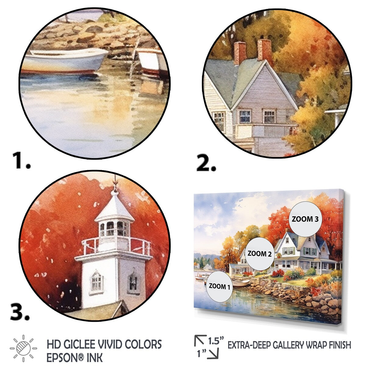 Designart "Connecticut'S Lake Village Charm I" Connecticut Metal Art Print Set