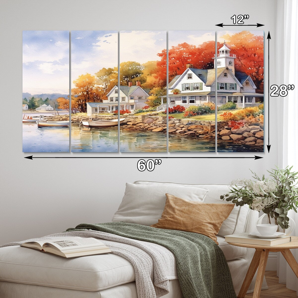 Designart "Connecticut'S Lake Village Charm I" Connecticut Metal Art Print Set