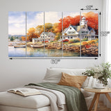 Designart "Connecticut'S Lake Village Charm I" Connecticut Metal Art Print Set