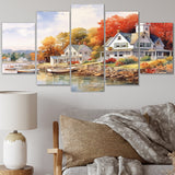 Designart "Connecticut'S Lake Village Charm I" Connecticut Metal Art Print Set
