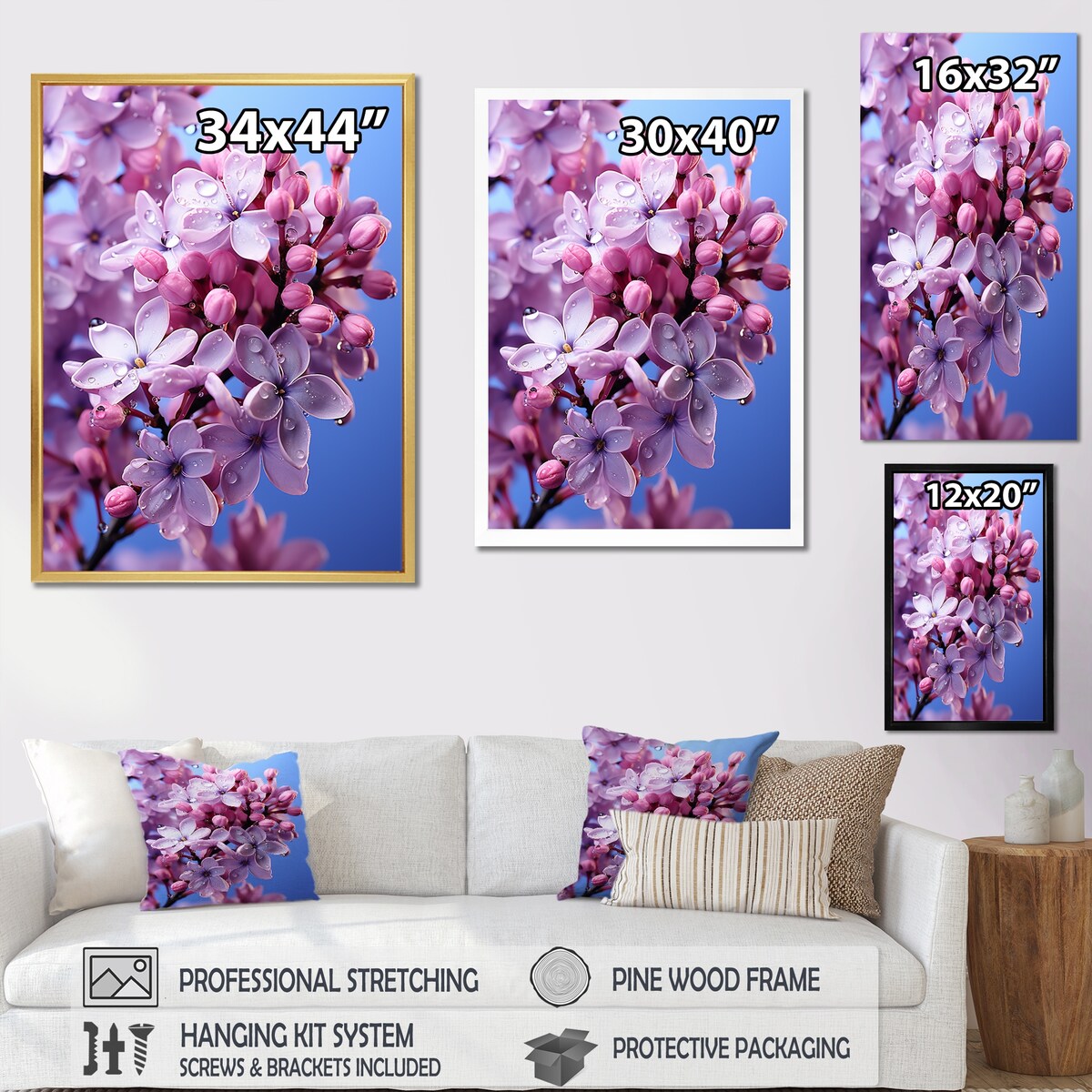 Designart "Contemporary Lilac Tranquility " Lilacs Wall Art