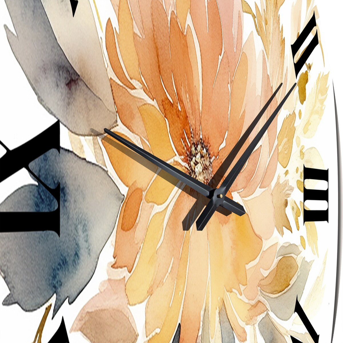 Designart "Coral Beige Meadow Wildflower III" Floral Oversized Wall Clock