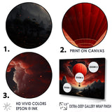 Designart "Coral Hot Air Balloons Take Flight I" Hot Air Balloon Framed Wall Art Prints