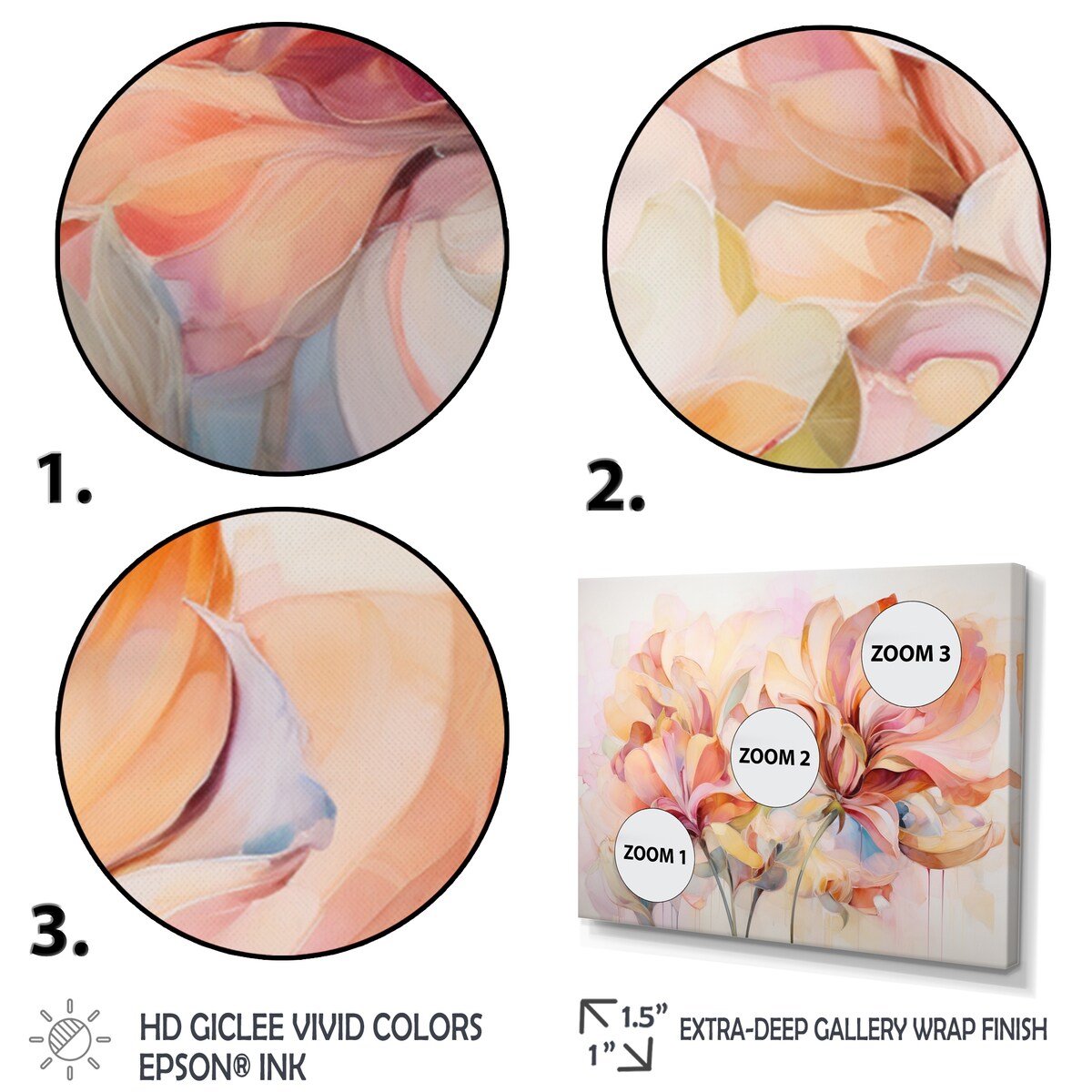Designart "Coral Petal Symphony II" Abstract Botanicals Art Living Room Set