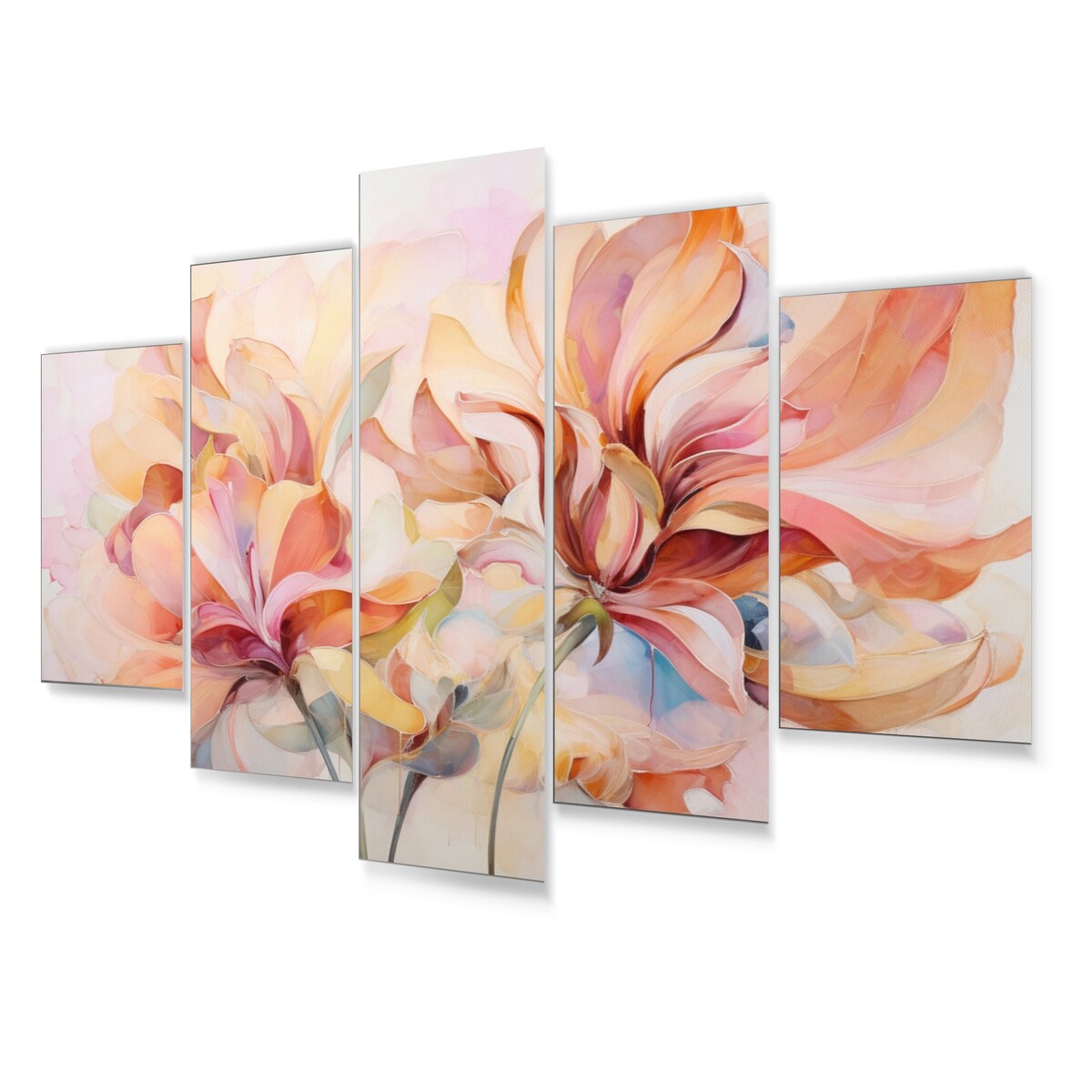 Designart "Coral Petal Symphony II" Abstract Botanicals Art Living Room Set
