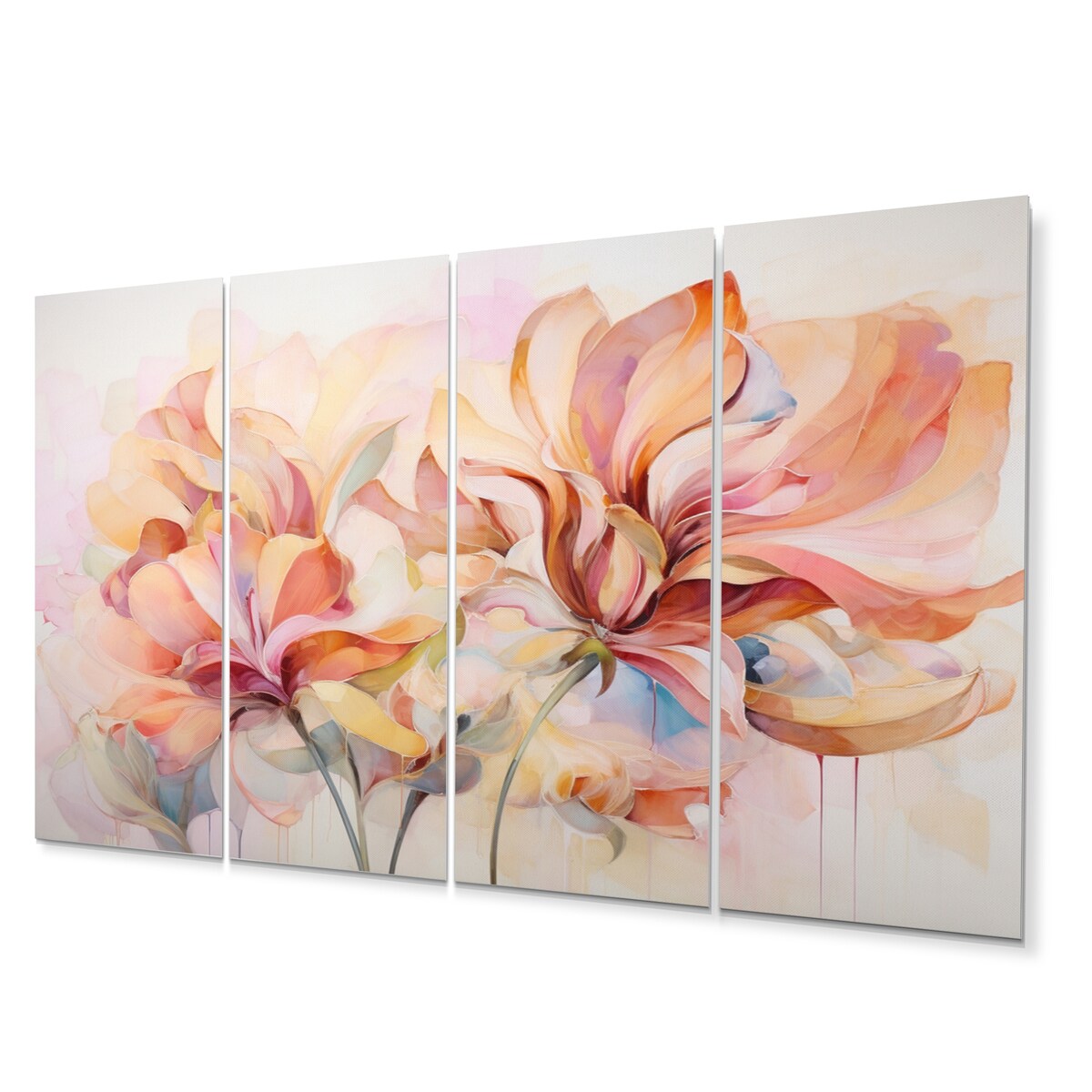 Designart "Coral Petal Symphony II" Abstract Botanicals Art Living Room Set