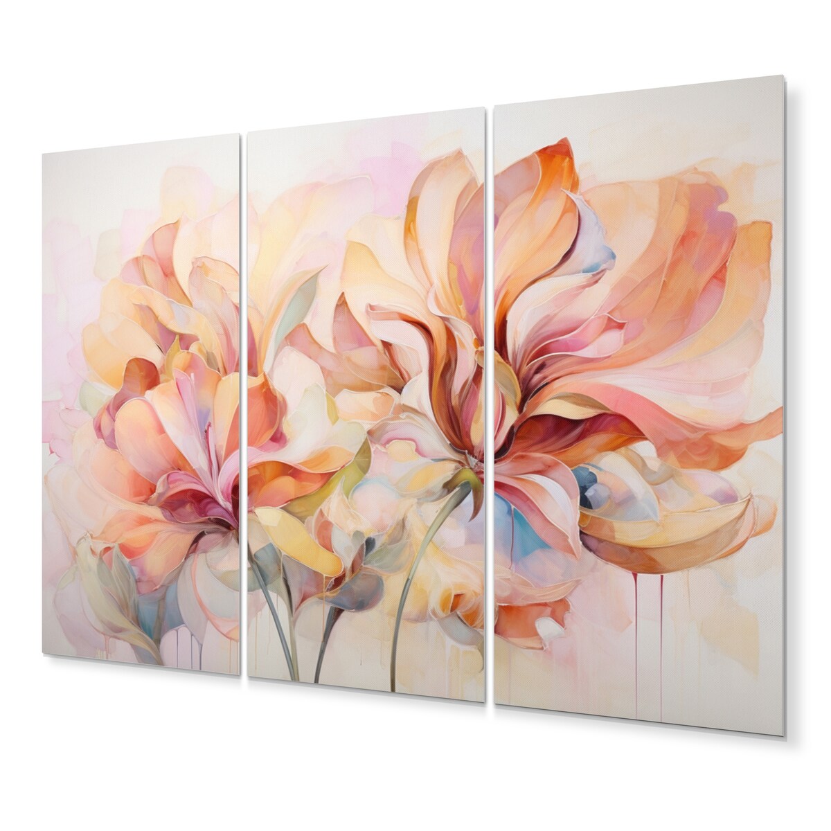 Designart "Coral Petal Symphony II" Abstract Botanicals Art Living Room Set