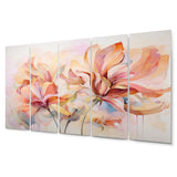 Designart "Coral Petal Symphony II" Abstract Botanicals Art Living Room Set