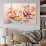 Designart "Coral Petal Symphony II" Abstract Botanicals Art Living Room Set