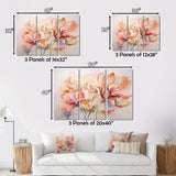 Designart "Coral Petal Symphony II" Abstract Botanicals Art Living Room Set