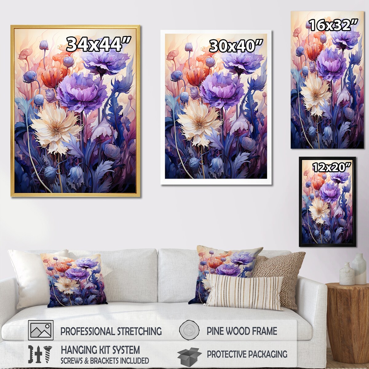 Designart "Cornflowers Purple Tones Expression I" Cornflowers Wall Art