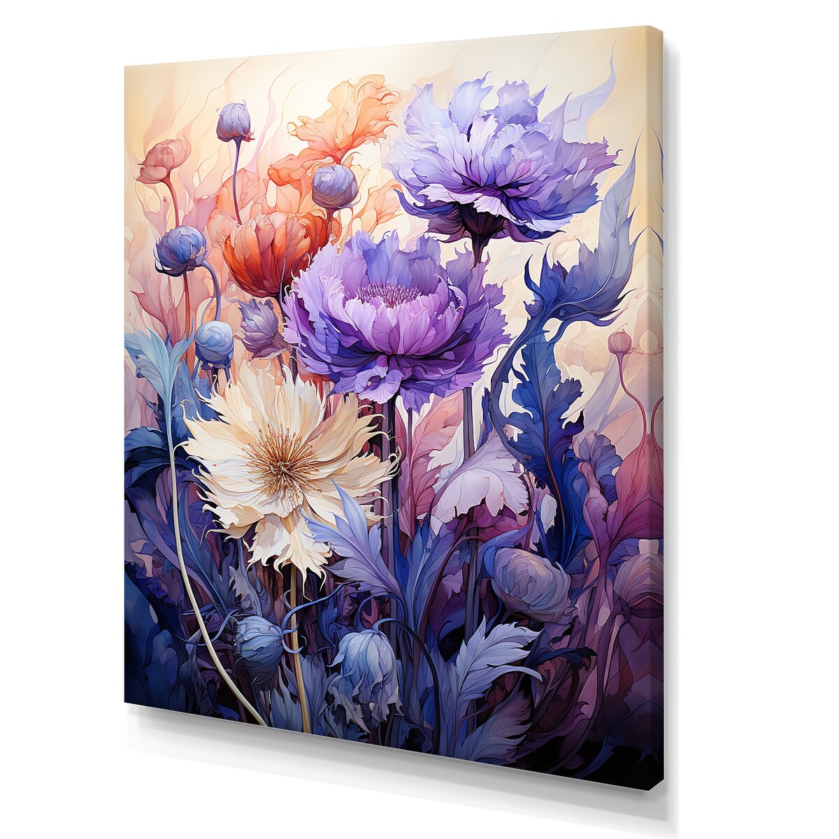 Designart "Cornflowers Purple Tones Expression I" Cornflowers Wall Art