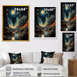 Designart "Cosmic Space Odyssey" Coastal Beach Orange Wall Decor - Coastal Bedroom Framed Canvas Wall Art