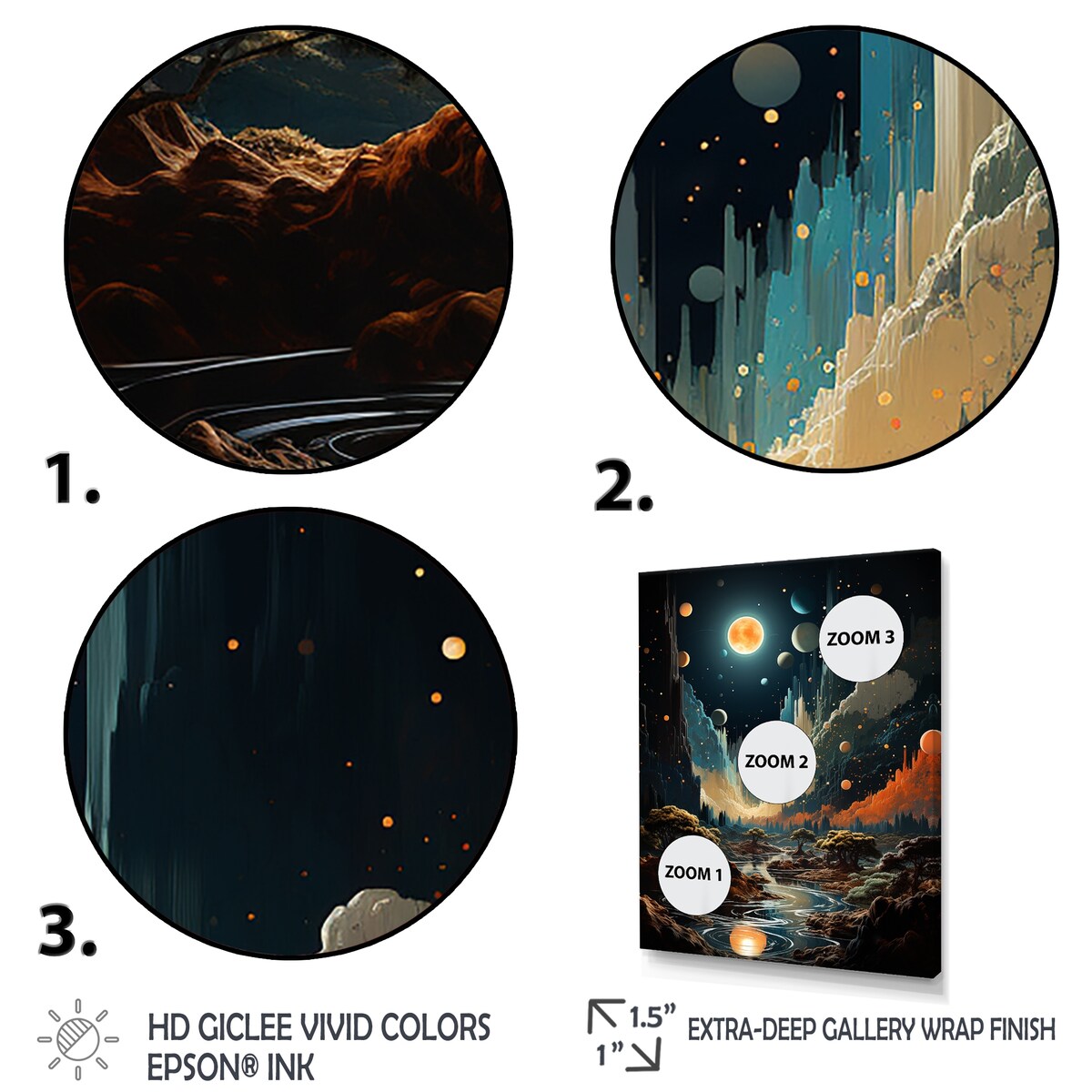 Designart "Cosmic Space Odyssey" Coastal Beach Orange Wall Decor - Coastal Bedroom Framed Canvas Wall Art