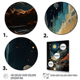 Designart "Cosmic Space Odyssey" Coastal Beach Orange Wall Decor - Coastal Bedroom Framed Canvas Wall Art