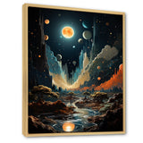 Designart "Cosmic Space Odyssey" Coastal Beach Orange Wall Decor - Coastal Bedroom Framed Canvas Wall Art