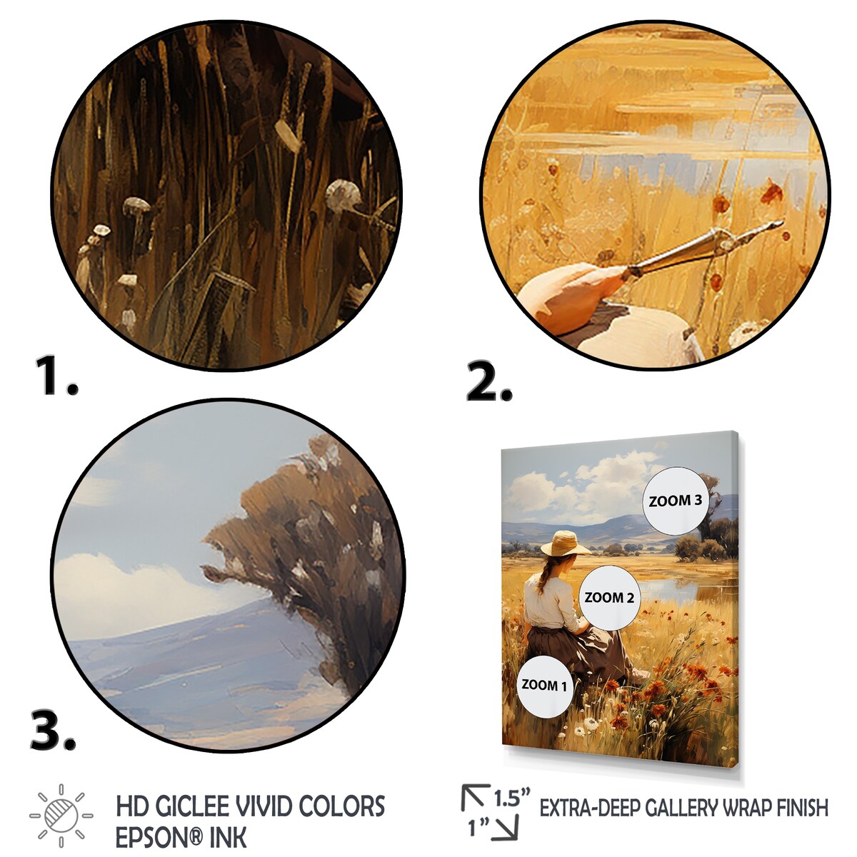 Designart "Countryside Calm Woman Meadows I" Woman Wall Art Yellow - Modern Wrapped Canvas For Hallway Décor