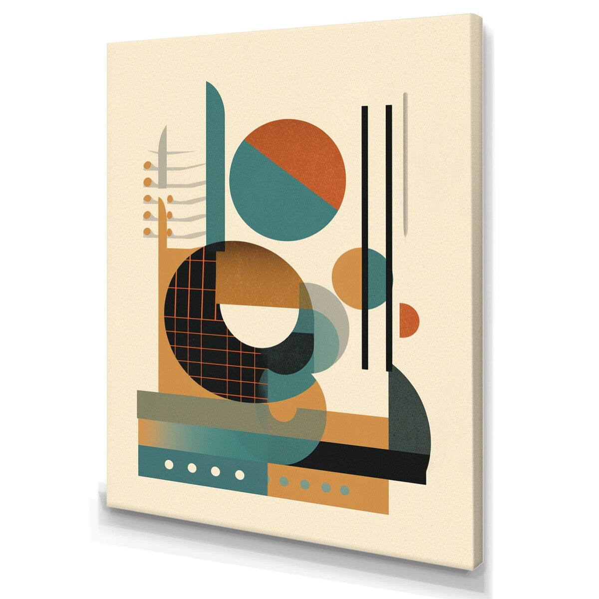 Designart "Cream Green Geometric Quiet Depths" Minimalism Wall Art For Living Room