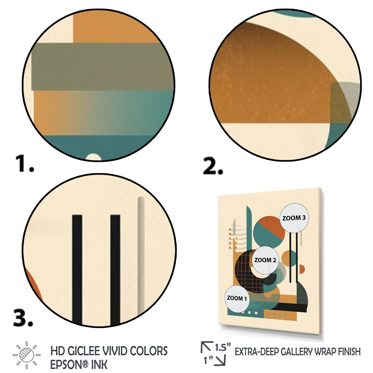Designart "Cream Green Geometric Quiet Depths" Minimalism Wall Art For Living Room