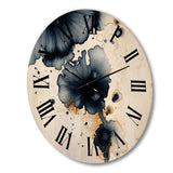 Designart "Crossroads Of Blue Grooves Abstract Ink Gold I" Abstract Painting Oversized Wood Wall Clock