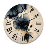 Designart "Crossroads Of Blue Grooves Abstract Ink Gold I" Abstract Painting Oversized Wood Wall Clock