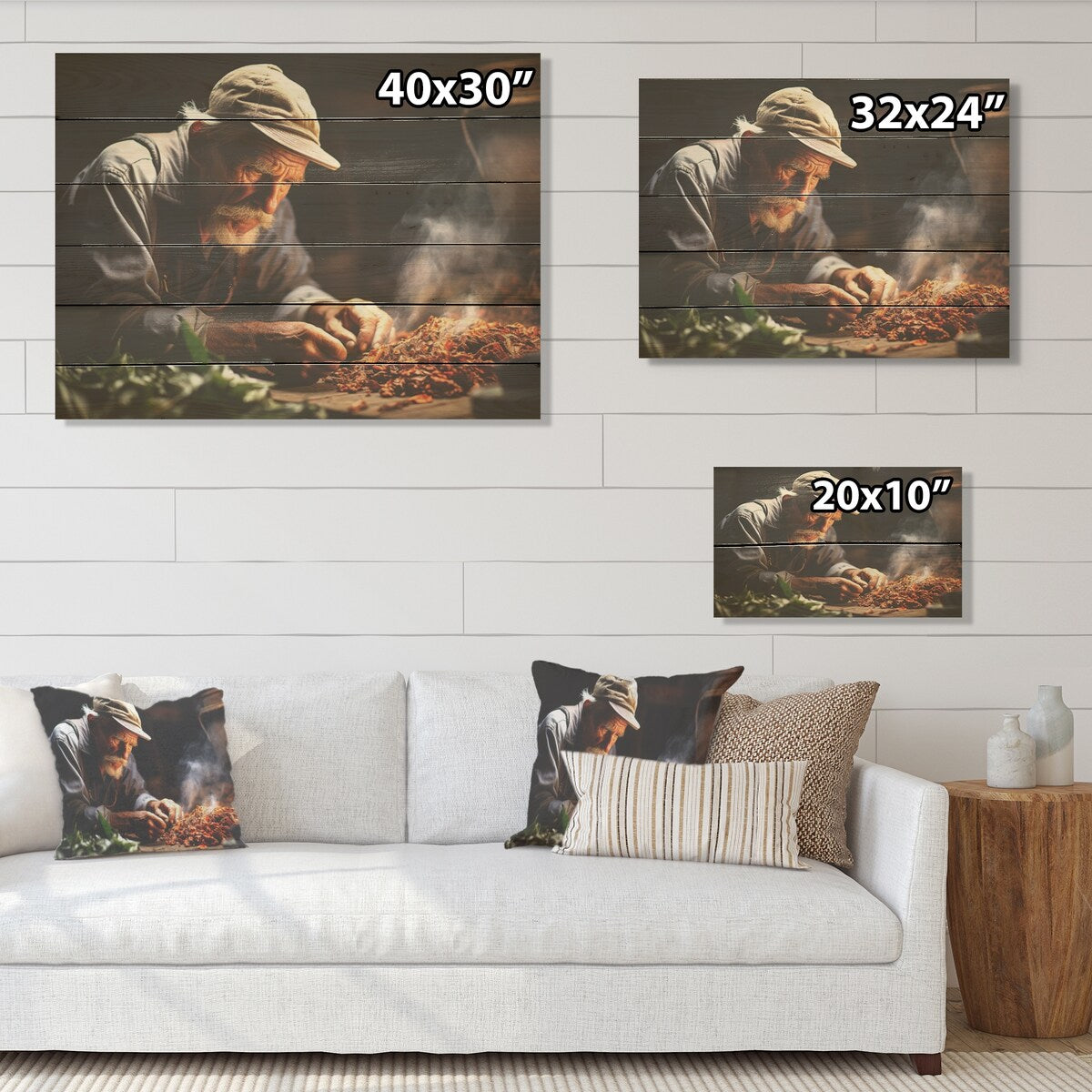 Designart "Cuba Cigar Craftsmanship Expression" Cuba Landscape Wood Wall Decor - Grey Wood Panel On Natural Pine Wood