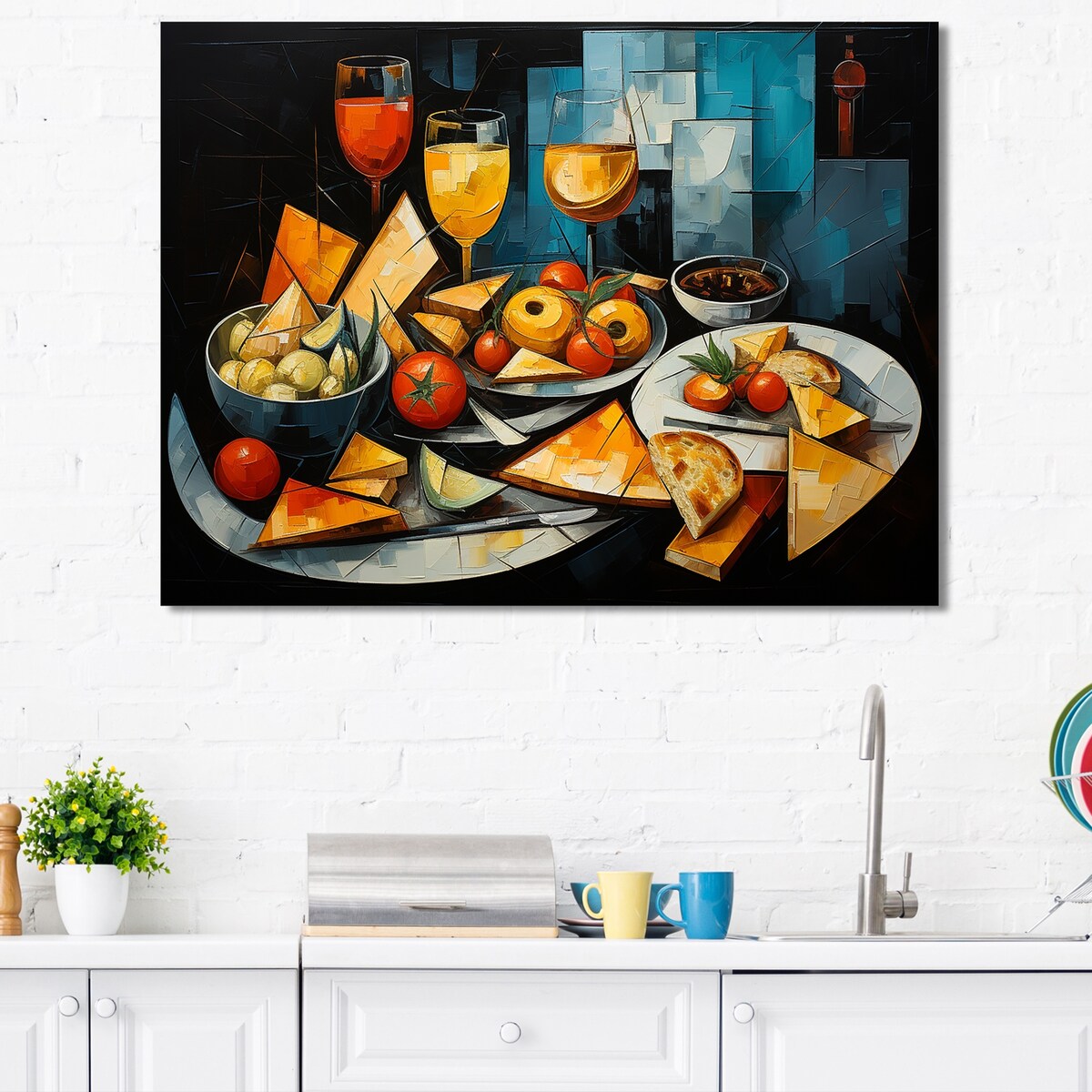Designart "Cubic Wine Tasting Notes I" Food Wall Art