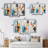 Designart "Cubist Visions Deconstructed Minimalism II" Abstract Painting Blue - Gallery Wall Set Of 3 For Home Decor