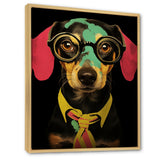 Designart "Curious Popart Daschund Dog III" Dog Daschund Pink Wall Decor - Traditional Entryway Framed Wall Art