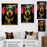 Designart "Curious Popart Daschund Dog III" Dog Daschund Pink Wall Decor - Traditional Entryway Framed Wall Art