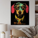 Designart "Curious Popart Daschund Dog III" Dog Daschund Pink Wall Decor - Traditional Entryway Framed Wall Art