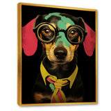 Designart "Curious Popart Daschund Dog III" Dog Daschund Pink Wall Decor - Traditional Entryway Framed Wall Art