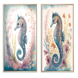Designart "Cute Baby Seahorse In The Deep Sea I" Animals Framed Wall Art Set Of 2 Wall Art Set Of 2