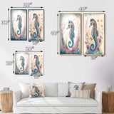 Designart "Cute Baby Seahorse In The Deep Sea I" Animals Framed Wall Art Set Of 2 Wall Art Set Of 2