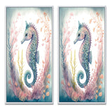 Designart "Cute Baby Seahorse In The Deep Sea I" Animals Framed Wall Art Set Of 2 Wall Art Set Of 2