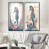 Designart "Cute Baby Seahorse In The Deep Sea I" Animals Framed Wall Art Set Of 2 Wall Art Set Of 2