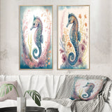 Designart "Cute Baby Seahorse In The Deep Sea I" Animals Framed Wall Art Set Of 2 Wall Art Set Of 2