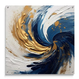 Designart "Dark Blue and Gold Spiral IV" Abstract Spirals Gloss Wall Decor Blue Modern Acrylic Wall Art For Living Room