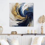 Designart "Dark Blue and Gold Spiral IV" Abstract Spirals Gloss Wall Decor Blue Modern Acrylic Wall Art For Living Room