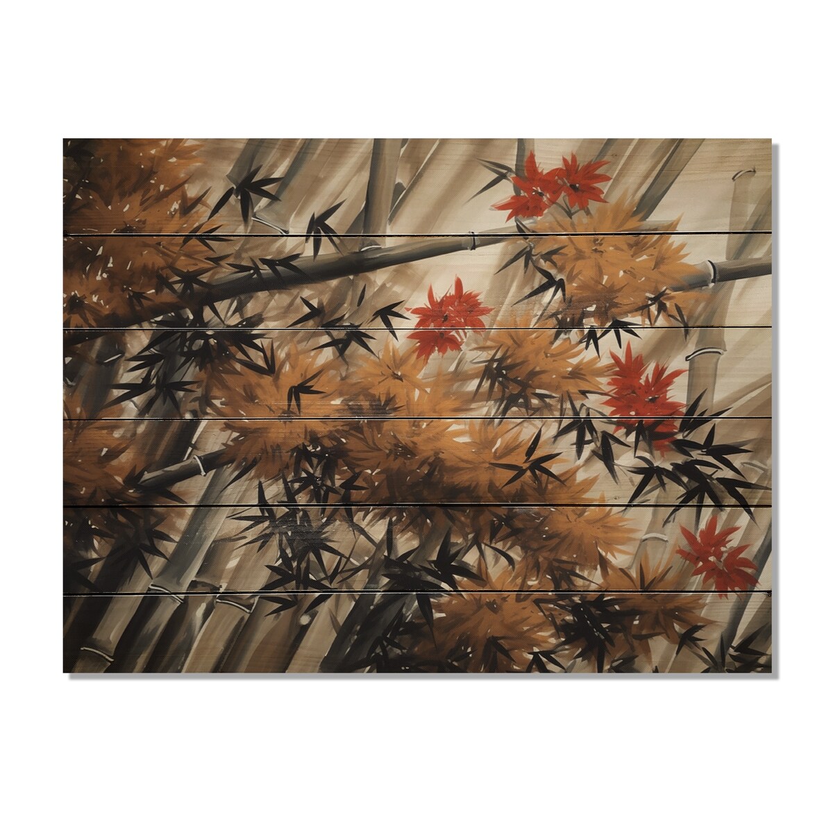 Designart "Dense Bamboo Forest II" Japon Landscape Print on Natural Pine Wood