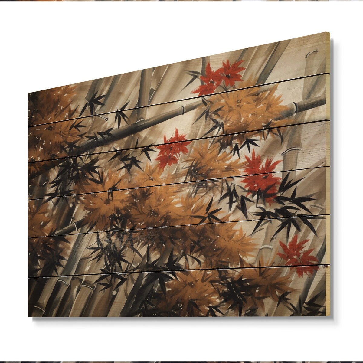 Designart "Dense Bamboo Forest II" Japon Landscape Print on Natural Pine Wood
