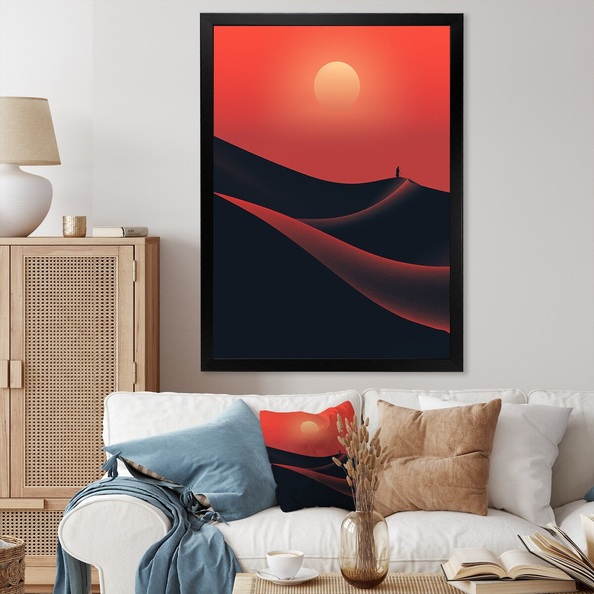 Designart "Desert Horizon On Mars Planet III" Desert Wall Decor Orange - Global Entryway Framed Wall Art Print