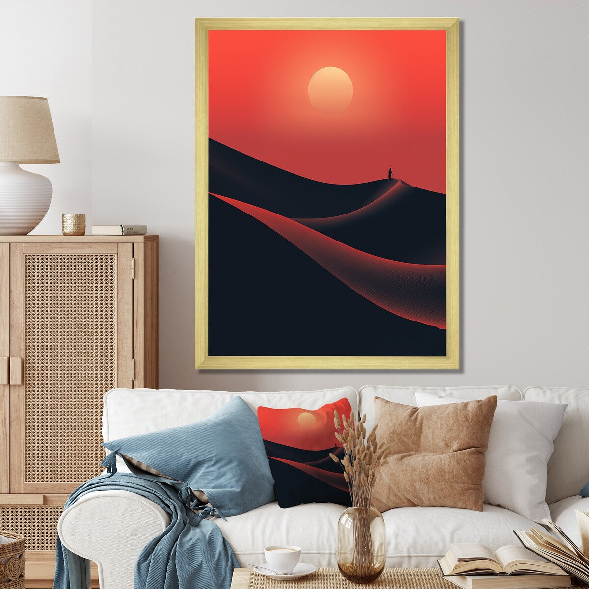 Designart "Desert Horizon On Mars Planet III" Desert Wall Decor Orange - Global Entryway Framed Wall Art Print