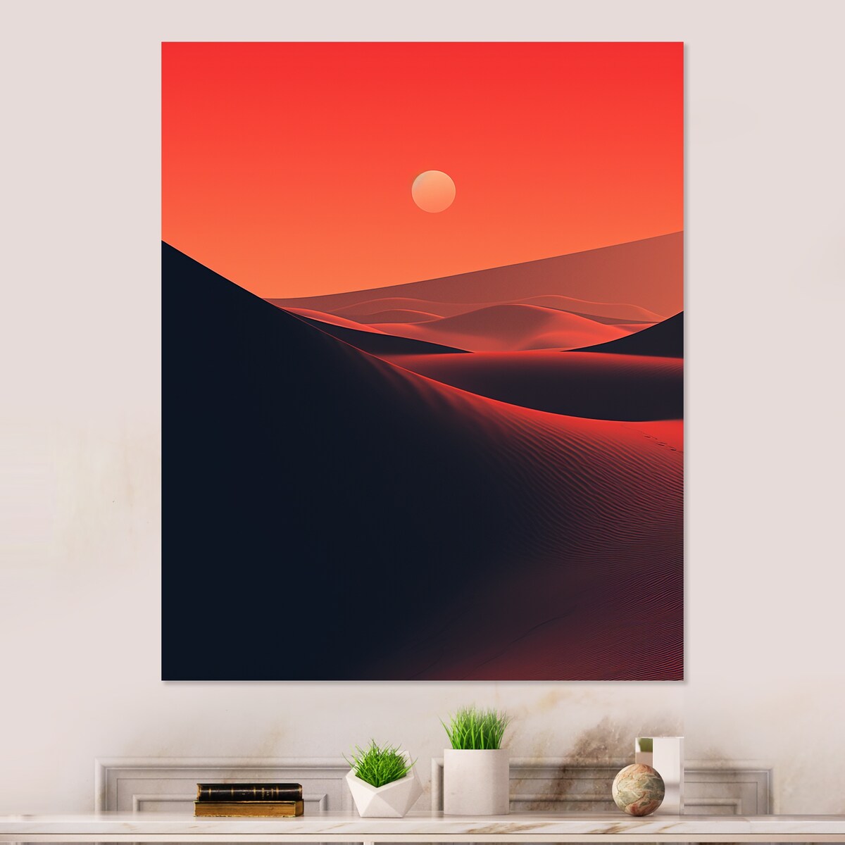 Designart "Desert Horizon On Mars Planet IV" Desert Metal Wall Art - Orange Metal Wall Décor Global Metal Art Work