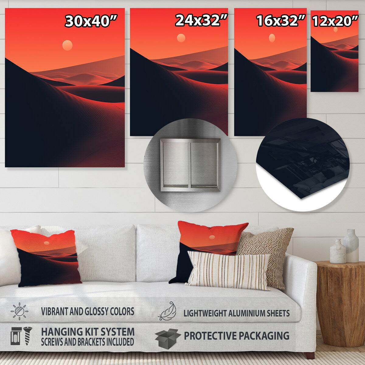 Designart "Desert Horizon On Mars Planet IV" Desert Metal Wall Art - Orange Metal Wall Décor Global Metal Art Work